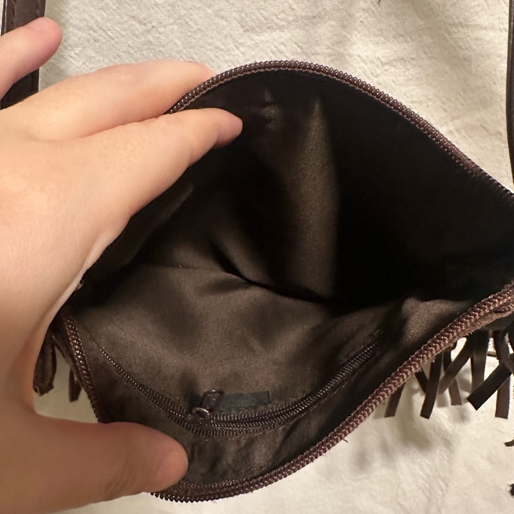 Brown Suede Fringe Shoulder Bag - Picture 5 of 5